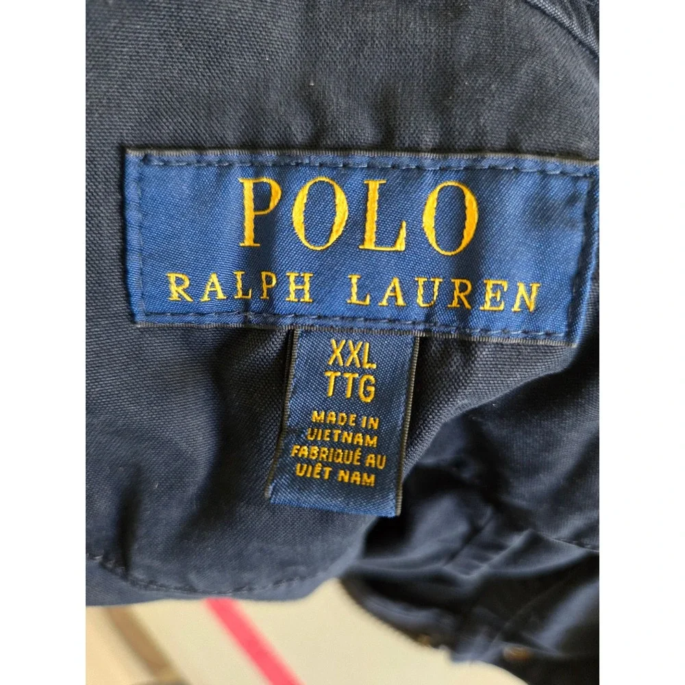 Polo Ralph Lauren Mens XXL Navy Blue Hooded Full Zip Jacket Pony Logo Cotton